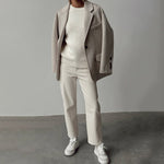 Load image into Gallery viewer, Pure White Round Neck Knit Sweater Women N5A538