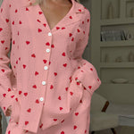 Load image into Gallery viewer, Heart Print Pajama Set Women Cotton Long Sleeve N5A795