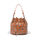 Load image into Gallery viewer, Punk Chain Bucket Bag Riveted Drawstring Shoulder S5P824
