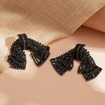 Load image into Gallery viewer, Bow Fringe Earrings Copper Prong-Set Crystals S5P150