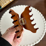 Load image into Gallery viewer, Gold Logo Acetate Hair Claw Clip Women N6C348