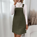 Load image into Gallery viewer, Women's Solid Corduroy Suspender Overall Dress N6A094