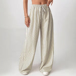 Load image into Gallery viewer, Striped Relaxed Fit Drawstring Pants Women N6D148