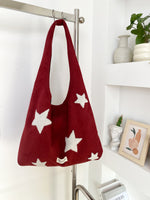 Load image into Gallery viewer, Women's Suede-Feel Star Embroidered Tote Bag N6J182