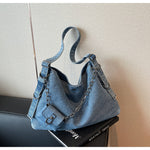 Load image into Gallery viewer, Women's Washed Denim Chain Strap Tote Bag N6J200