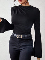 Load image into Gallery viewer, Puff Sleeve Ruffle Detail T-shirt Women N6C322