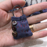 Load image into Gallery viewer, Rustic Woven Cotton Hand Stitch Mini Bag Charm Pin N6G018