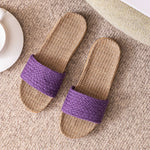 Load image into Gallery viewer, Woven Linen House Slippers Women N6C227