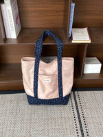 Load image into Gallery viewer, Women's Large Floral Color-Block Suede-Feel Tote Bag N6J210