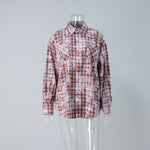 Load image into Gallery viewer, Plaid Long Sleeve Shirt Women Red N5A546