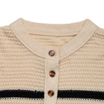 Load image into Gallery viewer, Button Detail Striped Sweater Loose Fit Pullover N5A802