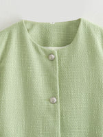 Load image into Gallery viewer, Lime Green Round Neck Baseball Jacket Women N5A735