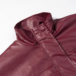 Load image into Gallery viewer, Burgundy Faux Leather Zip Jacket Women Loose Fit N5A680