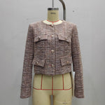 Load image into Gallery viewer, Tweed Blazer Women Orange Short Cropped Jacket N5A777
