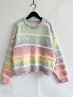 Load image into Gallery viewer, Tie Dye Stripe Pullover Gradient Faux Mink Knit N5A835
