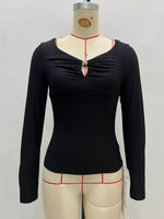 Load image into Gallery viewer, V Neck Long Sleeve Top Women Rayon Blend Knit Shirt N5A761