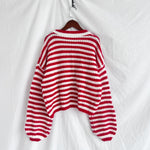 Load image into Gallery viewer, Retro Stripe Knit Top Loose Fit Round Neck Sweater N5A837