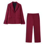 Load image into Gallery viewer, Red Feather Cuff Blazer Set Women N5A784