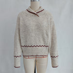 Load image into Gallery viewer, Half High Neck Color Block Sweater Women Casual Knit N5A876