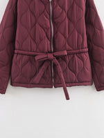 Load image into Gallery viewer, Round Neck Long Sleeve Tie Waist Coat Women N5A746