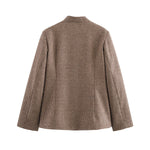 Load image into Gallery viewer, Houndstooth Shirt Jacket Women Dark Brown Long Sleeve N5A734