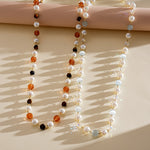 Load image into Gallery viewer, Vintage Contrast Cat's Eye Tiger Eye Pearl Necklace N6H144