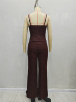 Load image into Gallery viewer, Brown Spag Off Shoulder Wide Leg Set Women Two Piece N5A944