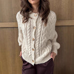 Load image into Gallery viewer, Office Cable Knit Cardigan Women Retro Button Front N5A871
