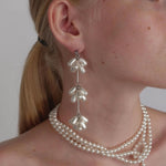 Load image into Gallery viewer, Flower Beading Teardrop Pearl Earrings Women Silver S5P919
