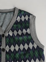 Load image into Gallery viewer, Vintage Jacquard Knit Vest V Neck Button N6A166