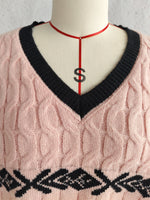 Load image into Gallery viewer, Cropped V Neck Jacquard Sweater Women Streetwear N5A874