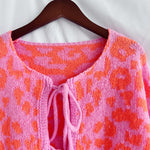 Load image into Gallery viewer, Leopard Print Tie Front Cardigan Women Round Neck N5A848
