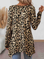 Load image into Gallery viewer, Leopard Print Knit Top Asymmetric Hem Loose Fit N6G289