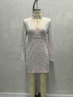Load image into Gallery viewer, Elegant V Neck Knit Dress Women Textured Weave Midi N5A906