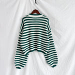 Load image into Gallery viewer, Retro Stripe Knit Top Loose Fit Round Neck Sweater N5A837