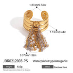 Load image into Gallery viewer, Chain Tassel Ring Two-Tone Steel Fringe S5P065