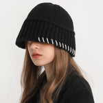 Load image into Gallery viewer, Lock-Stitch Bucket Hat Knit Fisherman Beanie Women N6H217