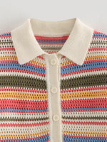 Load image into Gallery viewer, Crochet Polo Collar Knit Top Shorts Set Women N6A110