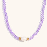 Load image into Gallery viewer, Amethyst Steel Pearl Shell Necklace Gold Plated Retro S5P236