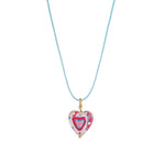 Load image into Gallery viewer, Enamel Drop Heart Necklace Glass Pendant Handmade S5P886