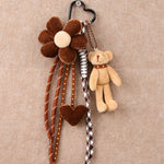 Load image into Gallery viewer, Cartoon Plush Bear Heart Flower Bag Charm Keychain S5P940