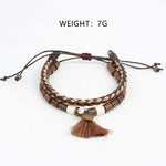 Load image into Gallery viewer, Multi Layer Braided Leather Tassel Bracelet S5P622