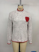 Load image into Gallery viewer, Gray Heart Knit Sweater High Neck Sweet Pullover N5A811