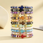 Load image into Gallery viewer, Turquoise Cross Stretch Bracelet S5P612