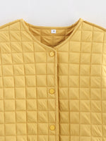 Load image into Gallery viewer, Black Yellow Plaid Cotton Jacket Women Round Neck N5A740