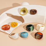 Load image into Gallery viewer, Vintage Candy Resin Oval Geometric Ring Women N6H095