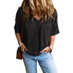 Load image into Gallery viewer, Twisted Rib V-Neck Relaxed T-Shirt Women N6B057