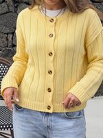 Load image into Gallery viewer, Fresh Solid Ribbed Button Cardigan Sweater Women N6H299