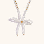 Load image into Gallery viewer, Crystal Bow Necklace Steel Gold Plated Delicate S5P231