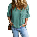 Load image into Gallery viewer, Twisted Rib V-Neck Relaxed T-Shirt Women N6B057